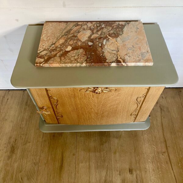 Chevet Art déco bois brut et vert de gris – Image 5