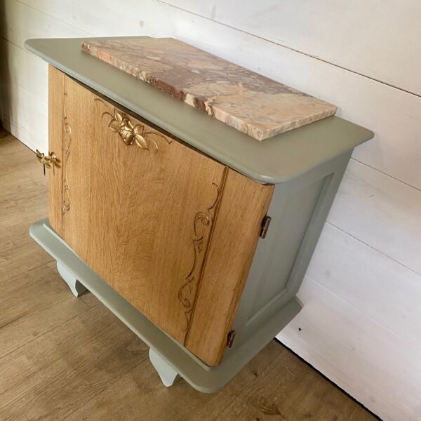 Chevet Art déco bois brut et vert de gris – Image 6