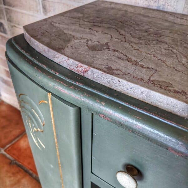 Bahut bas Art déco, vert kaki – Image 7