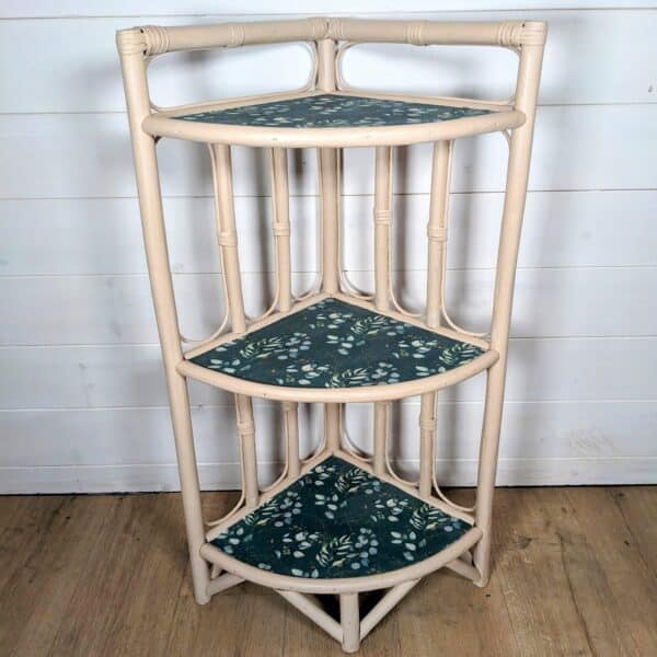 Table console d'encoignure en rotin, sable et tissu eucalyptus – Image 6