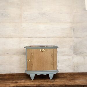 Chevet Art déco bois brut et vert de gris