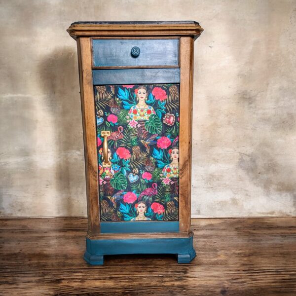 Confiturier en bois et bleu avec tissu Frida