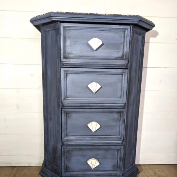 Chiffonnier bleu nuit et tissu années 70 – Image 6