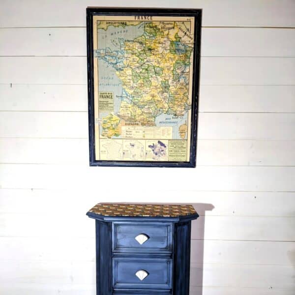 Chiffonnier bleu nuit et tissu années 70 – Image 4