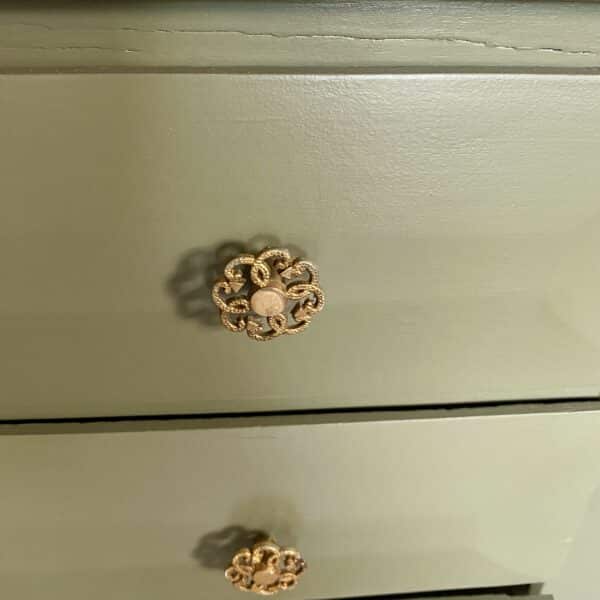 Commode en bois verte kaki et vert de gris - feuille d’or – Image 6
