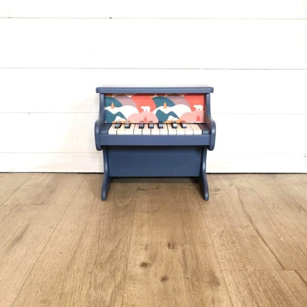 Petit piano bleu marine et tissu Ours – Image 3