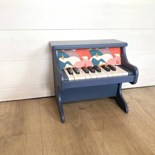 Petit piano bleu marine et tissu Ours – Image 4