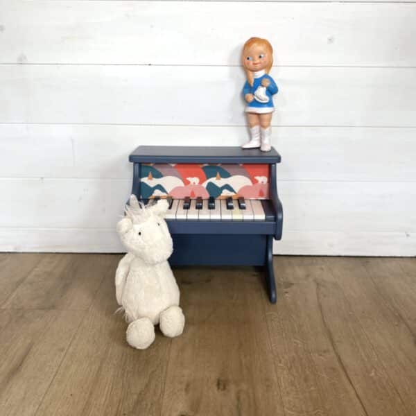 Petit piano bleu marine et tissu Ours – Image 5