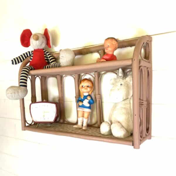 Étagère murale rotin rose poudré – Image 3