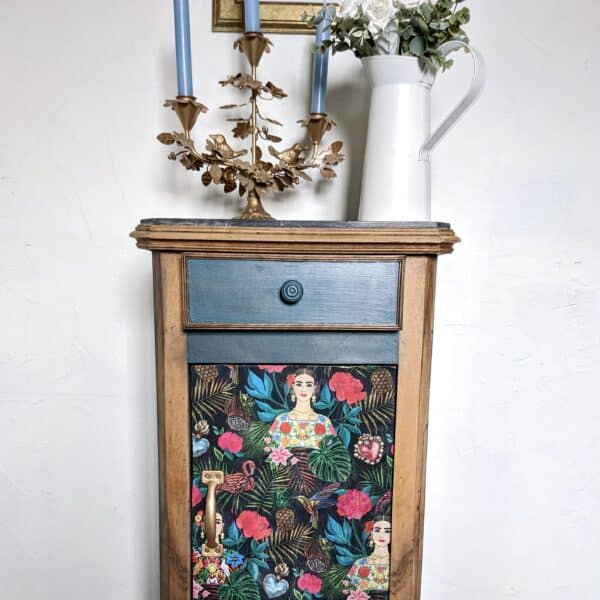 Confiturier en bois et bleu avec tissu Frida – Image 2