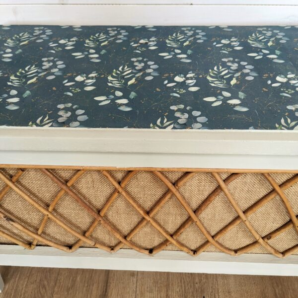 Coffre à jouets vert sauge en rotin, tissu eucalyptus – Image 5