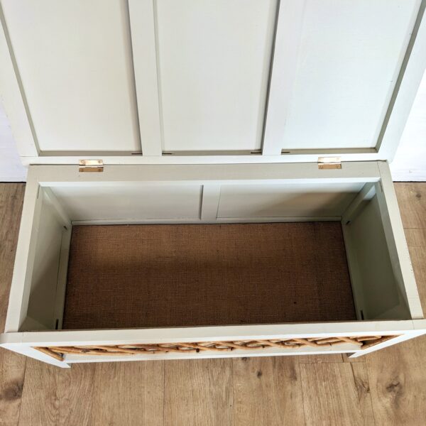 Coffre à jouets vert sauge en rotin, tissu eucalyptus – Image 6