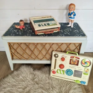 Coffre à jouets rotin tissu eucalyptus, détail tissage