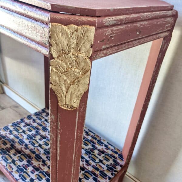 Table d’appoint Art Déco Terracotta et feuille d’or – Image 3