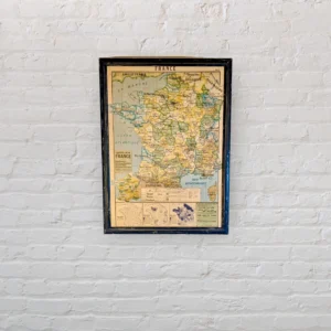Carte de France vintage encadrée, vue d'ensemble