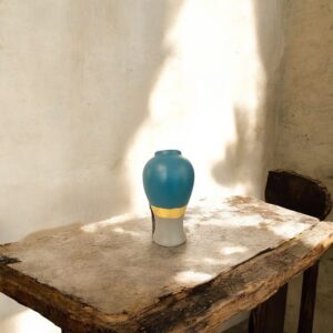 Vase bleu canard et gris