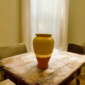 Grand vase moutarde et terracotta