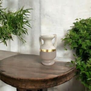 Petit vase beige et blanc texturé