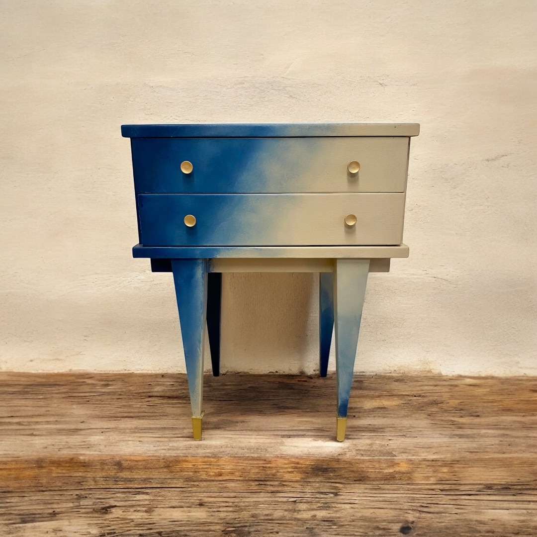 Chevet Tie and Dye bleu marine et beige