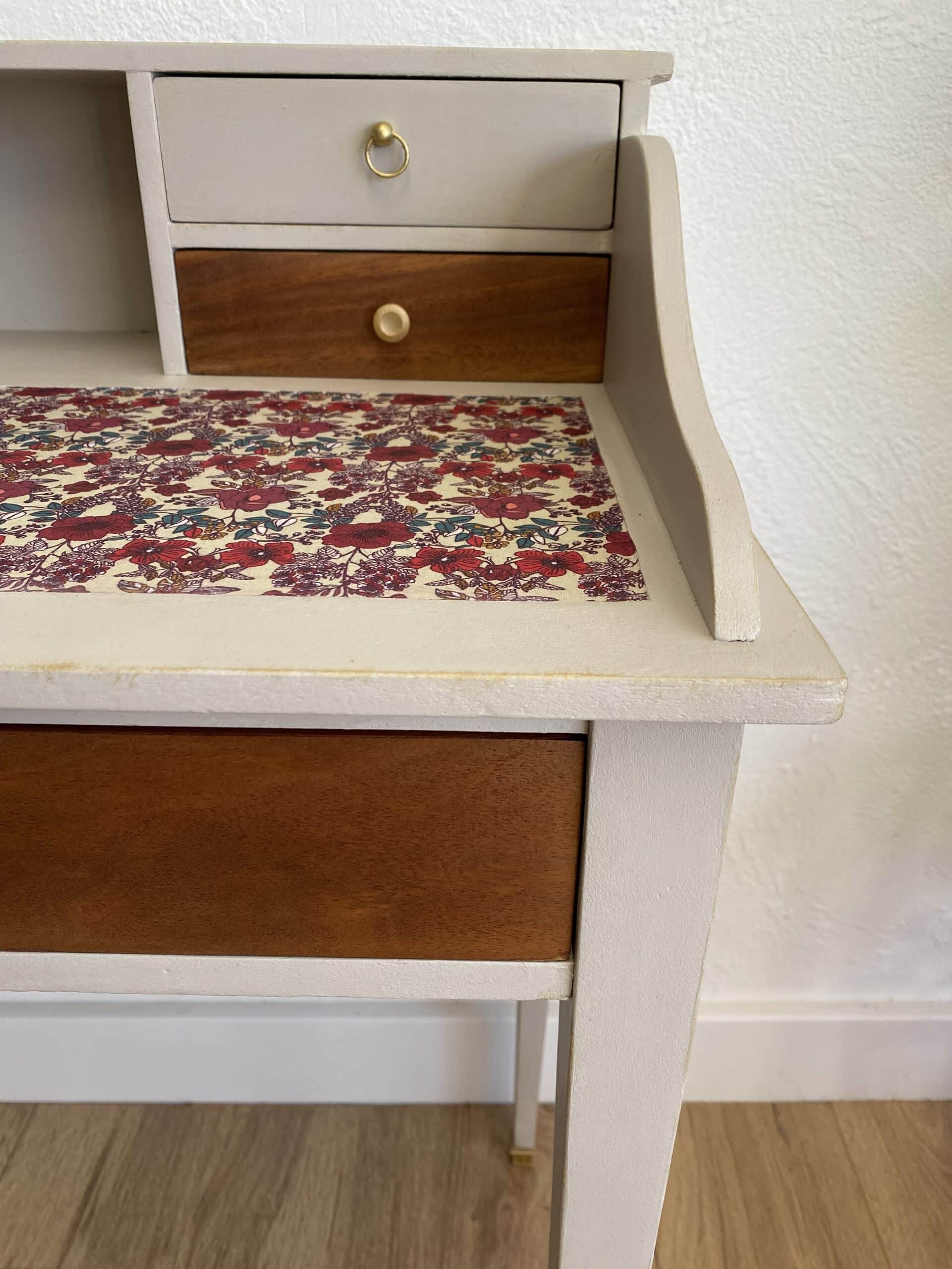 Bureau Vintage tissu fleuri – Image 3