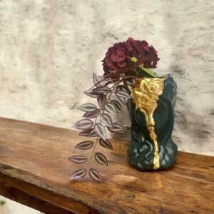 Vase décoratif visage vert et doré