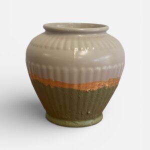 Vase décoratif relooké rose poudré et vert olive pièce unique artisanale Toulouse