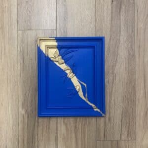 Cadre bleu électrique - oiseaux et feuille d’or