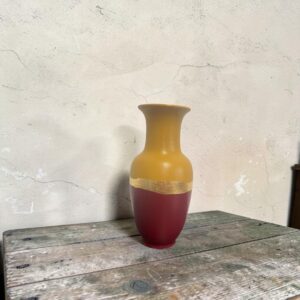 Vase relooké ocre et raisin — feuille d'or — Pièce unique