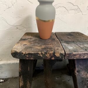 Vase décoratif relooké terracotta et vert de gris — feuille d'or — Pièce unique