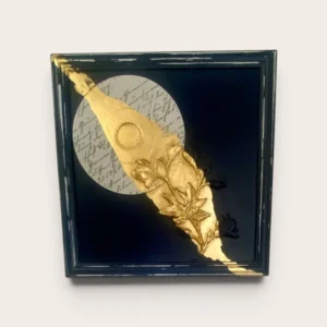 Cadre mural doré bleu marine pour vinyle, vue d'ensemble