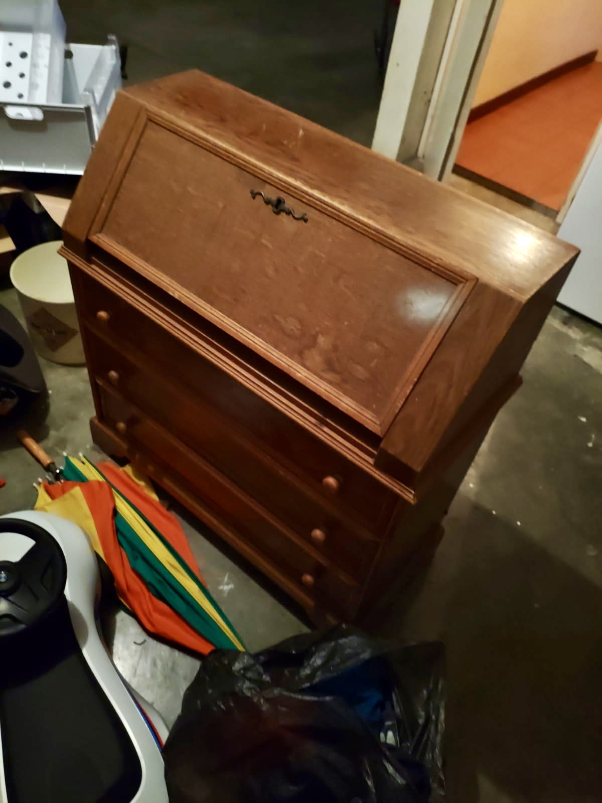Secretaire ancien en bois brut, avant relooking, atelier sur mesure By Leo
